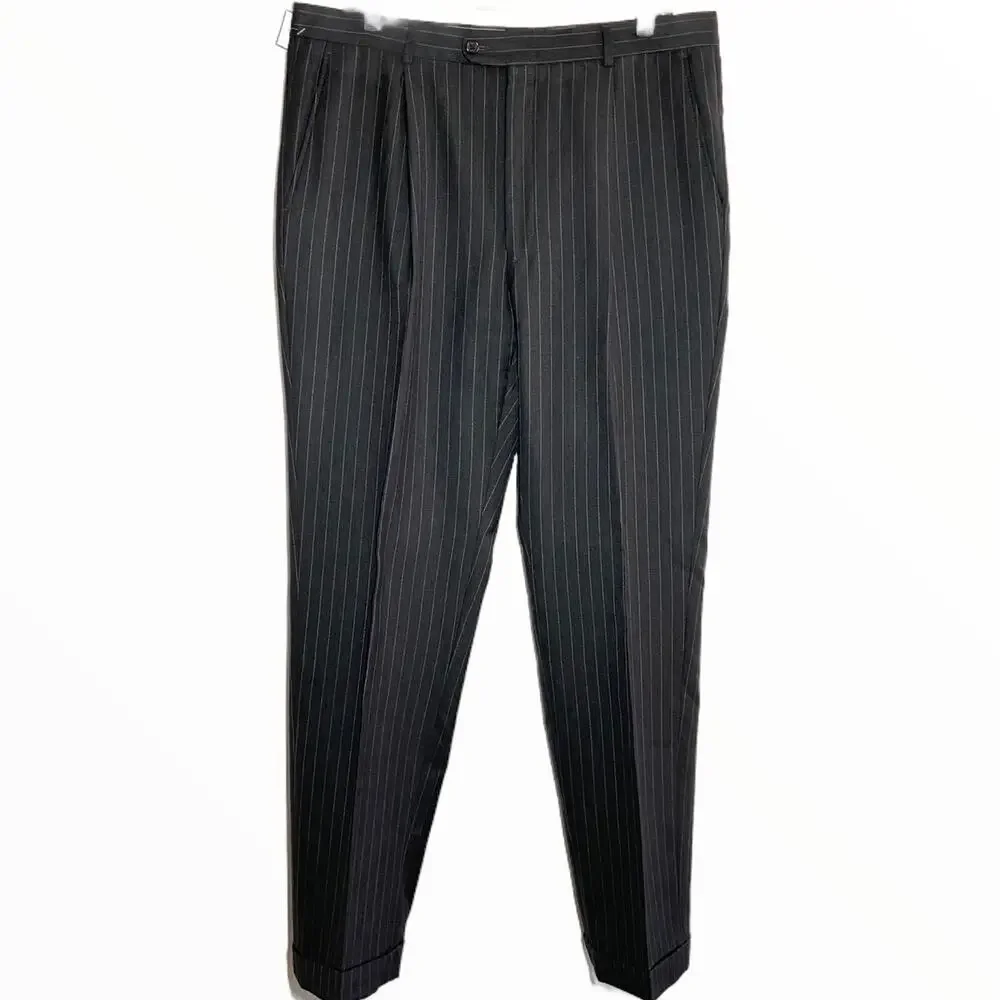 Hickey Freeman Loro Piana Tasmanian Super 150s Suit Pinstripe Worsted Wool 42L